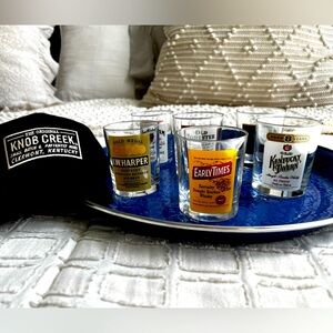 VTG Set of 6 Whiskey High Ball Drinking Glasses & Brand New Knob Creek Hat